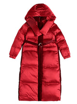 Long Hooded Padded White Duck Down Jacket