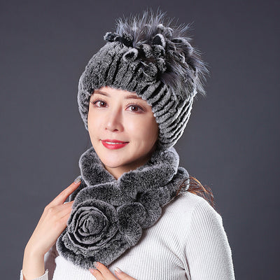 Rex Fur Hat Winter Scarf Collar Suit