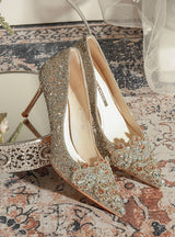 Thin-heeled Pointed Sequins High Heels