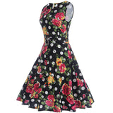 Print Sleeveless Vintage Dress With Belt