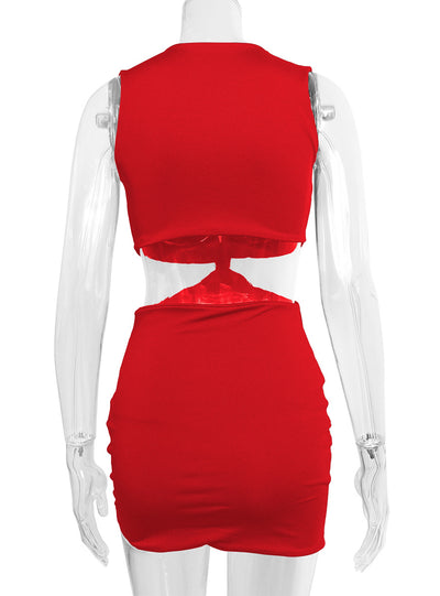 V-neck Sleeveless Pleated Dress
