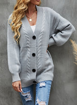 V-button Knitted Sweater Twist Cardigan Coat