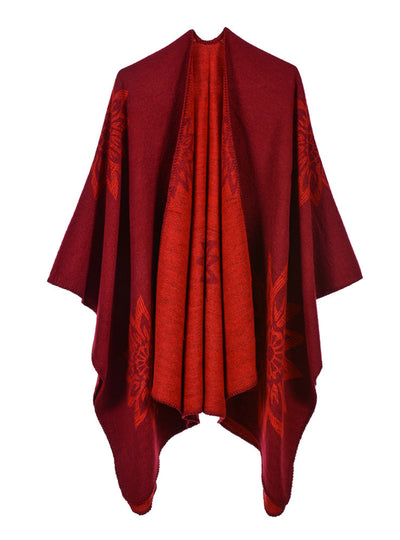 Shawl Dual-purpose Warm Double Cashmere Flower Cape