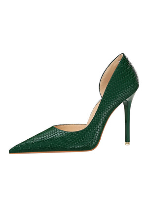 Shallow-pointed Snake-shaped High Heels