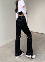 Black High Waist Casual Jeans