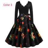 Christmas Long Sleeve V-neck Dress