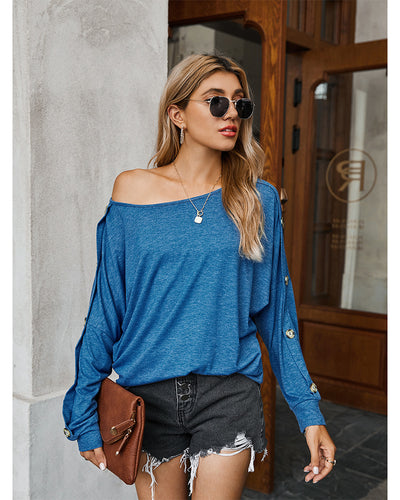 Casual Solid Color T-shirt Girl