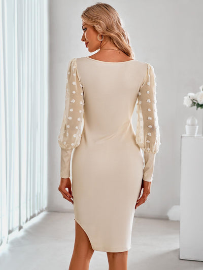 Long Sleeve Casual Polka Dot Knitted Slim Dress