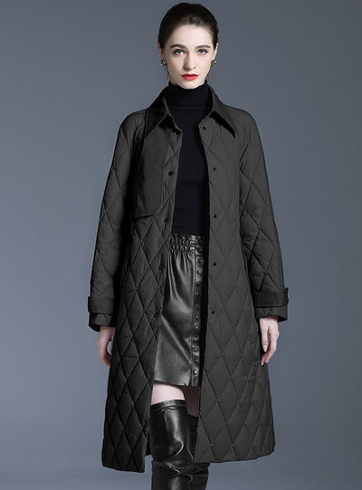 Thin Lapel Long Down Jacket