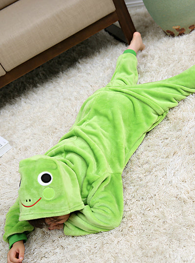 Flannel Children's Frog Conjoined Pajamas