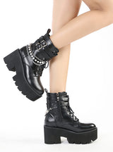 Pearl Martin Metal Chain Side Zipper Women's Boots