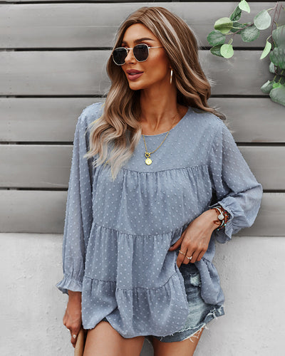 Women Round Neck Casual Shirt