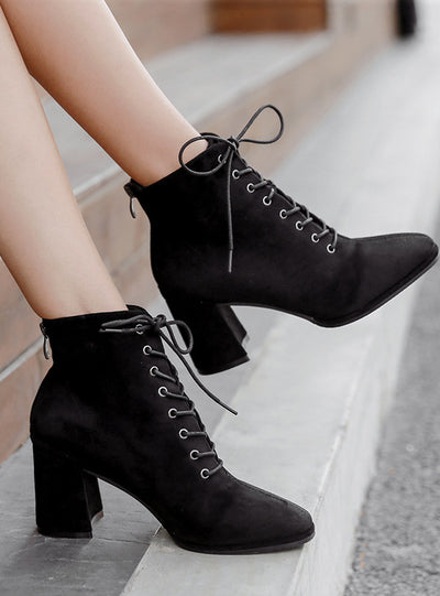 Women Martin Tied Lace Up Booties