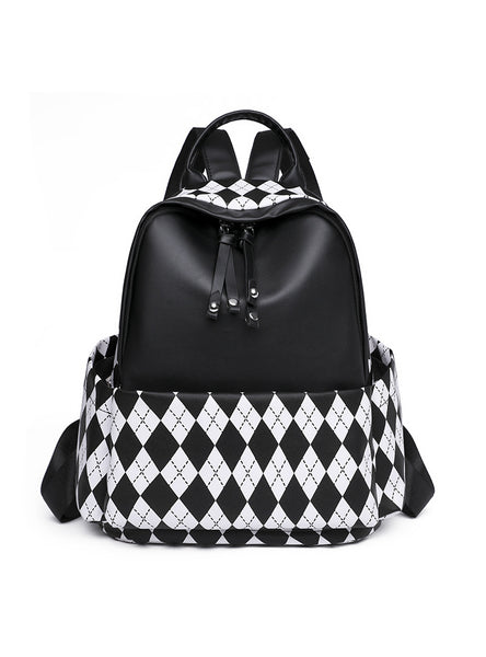Large-capacity Contrast Rhombus Outdoor Travel Backpack