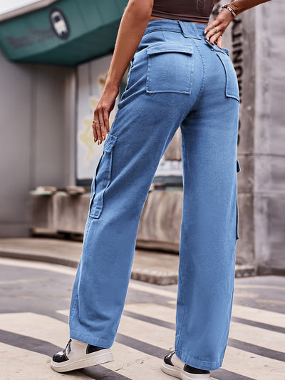 Pocket Overalls Loose Casual Denim Trousers