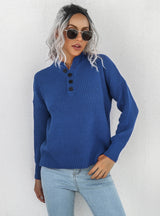 Women Long Sleeve Button Sweater Top
