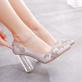 Transparent Square Thick Single Shoes