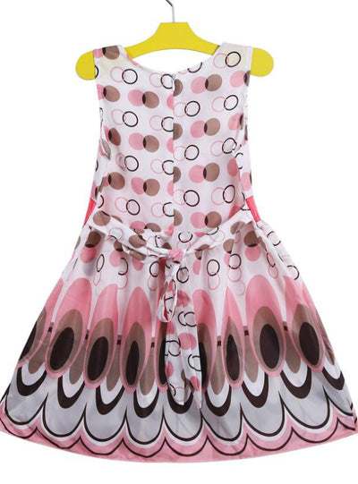 Princess Bow Belt dress Circle Bubble Peacock Print 
