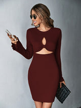 Long-sleeved Hollow Flared Sleeves Dress