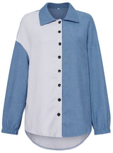 Contrast Color Matching Loose Shirt Coat