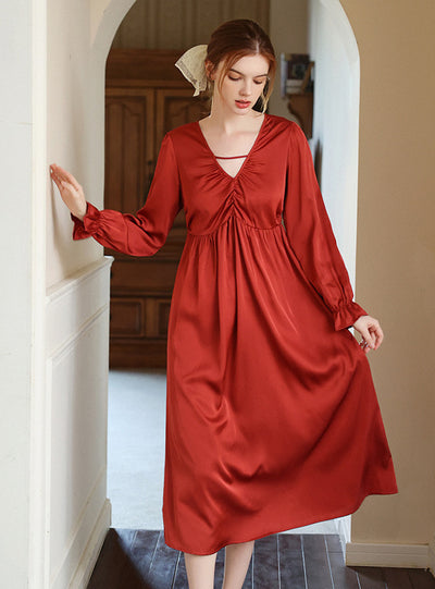 V deep Ice Silk Temptation Home Nightgown