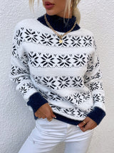Half-necked Christmas Snowflake Sweater Top