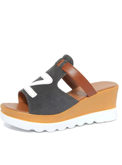 Women Suede Platform Ladies Slip On Open Toes Shoes 