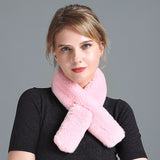 Women's Rex Fur Scarf Winter Leather Double-sided