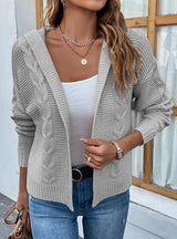 Solid Color Hooded Twist Sweater Cardigan Coat