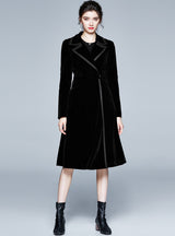 Women Long Sleeve Velvet Long Coat
