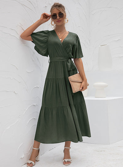 Sexy V-neck Stitching Long Dress