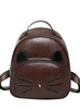 PU Leather Backpack Cute Cat Shoulder School Bags