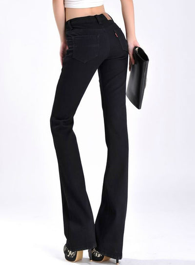 Long Thicken Fleece Flare Winter Jeans Femme Wide