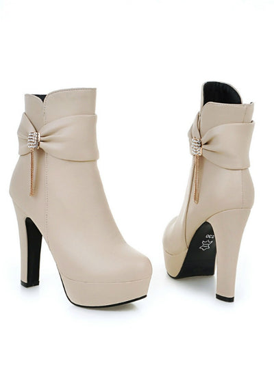 Women Boots Platforms Square Heel Ankle Boots