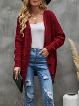 Knitted Button Hooded Cardigan Jacket