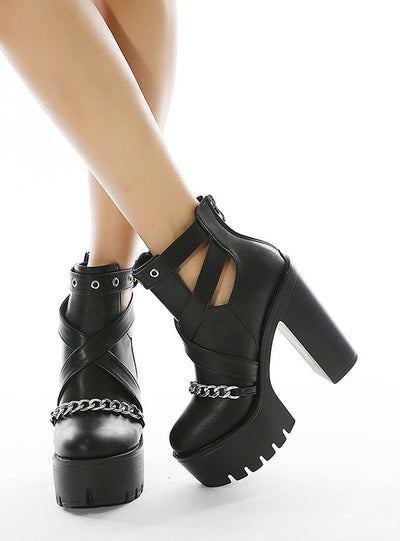 Rivet Thick Bottom Thick High Heel Boots