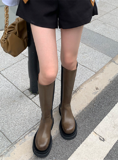 High Riding Round-headed Elastic Boots