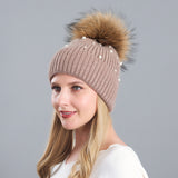 Rabbit Hair Blended Pearl Knitted Hat