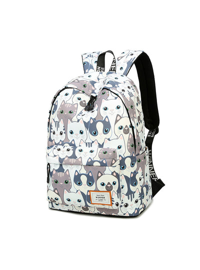 Cat Printing Backpack Women School Students 