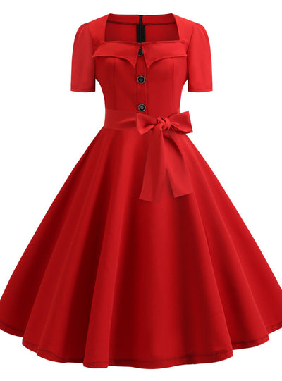 Summer Short Sleeve Fashion Button Dress