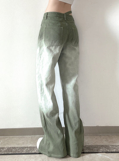 Tie-dyed Gradient Split High Waist Jeans