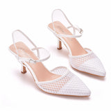 Thin-heeled Hollow Mesh Shallow Pointed Sandals