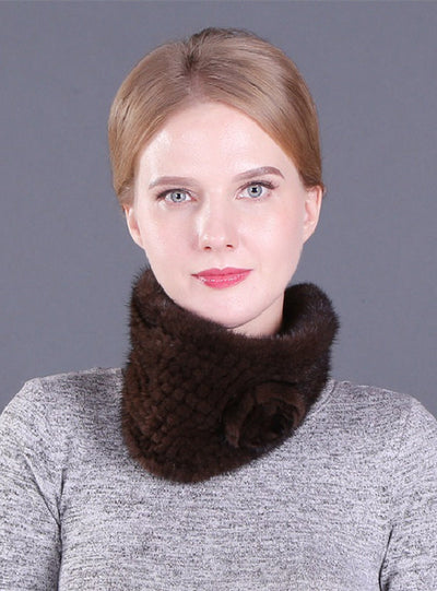 Petals Warm Mink Fur Collar Scarf