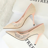Pointed Hollow Lace Shoes
