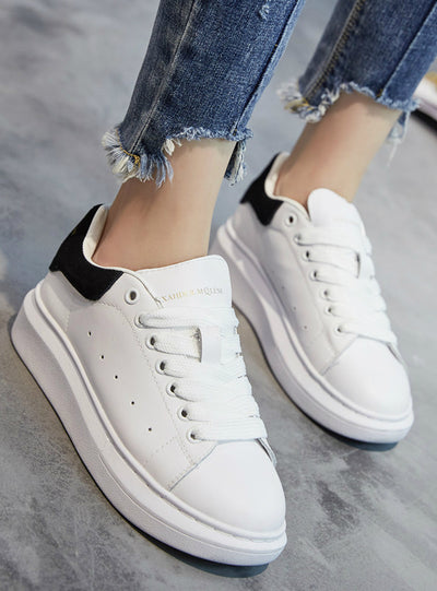 White Shoes Fashion Lace-up Platform Shoes 