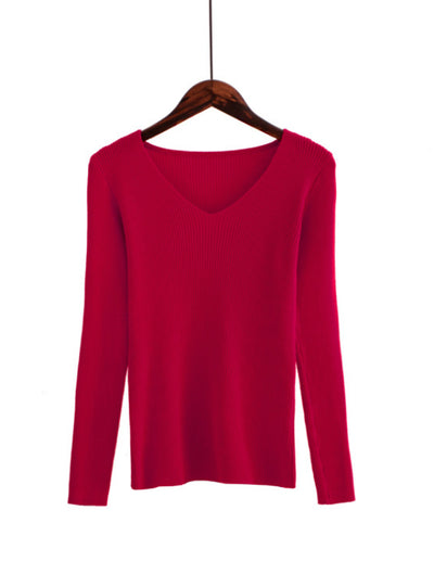 V Neck Sweater Knitted Fashion Womens Sweaters