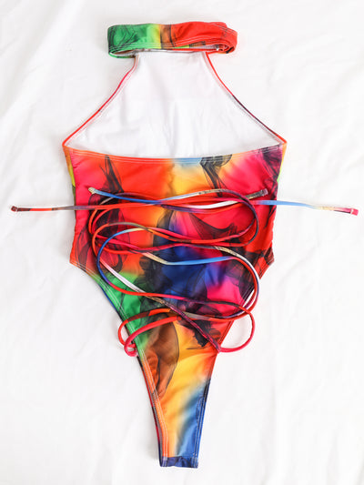 Strap Gradient Sexy Tight One-piece Swimsuit