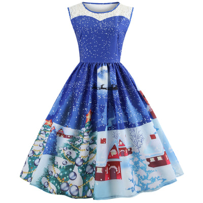 Christmas Printing Slim Dress