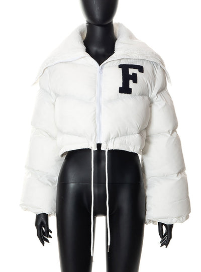 Embroidered Stand Collar Cotton-padded Coat