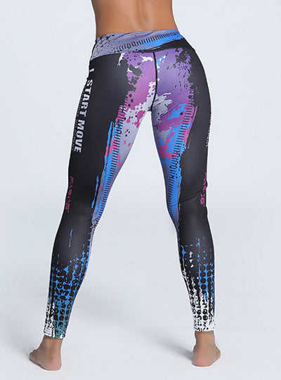 Printed Letter Trousers Ladies Elastic Sporting Pants